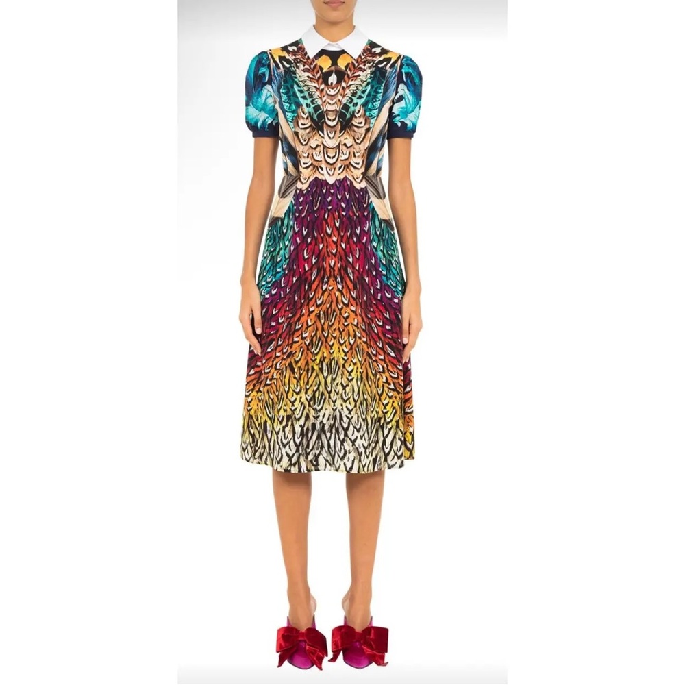 Mary Katrantzou Osprey Silk Feather Print Dress – Rare Designer Piece